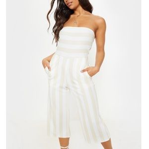 Stone Contrast Stripe Bandeau Culotte Jumpsuit